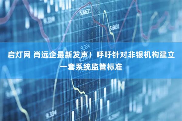 启灯网 肖远企最新发声！呼吁针对非银机构建立一套系统监管标准